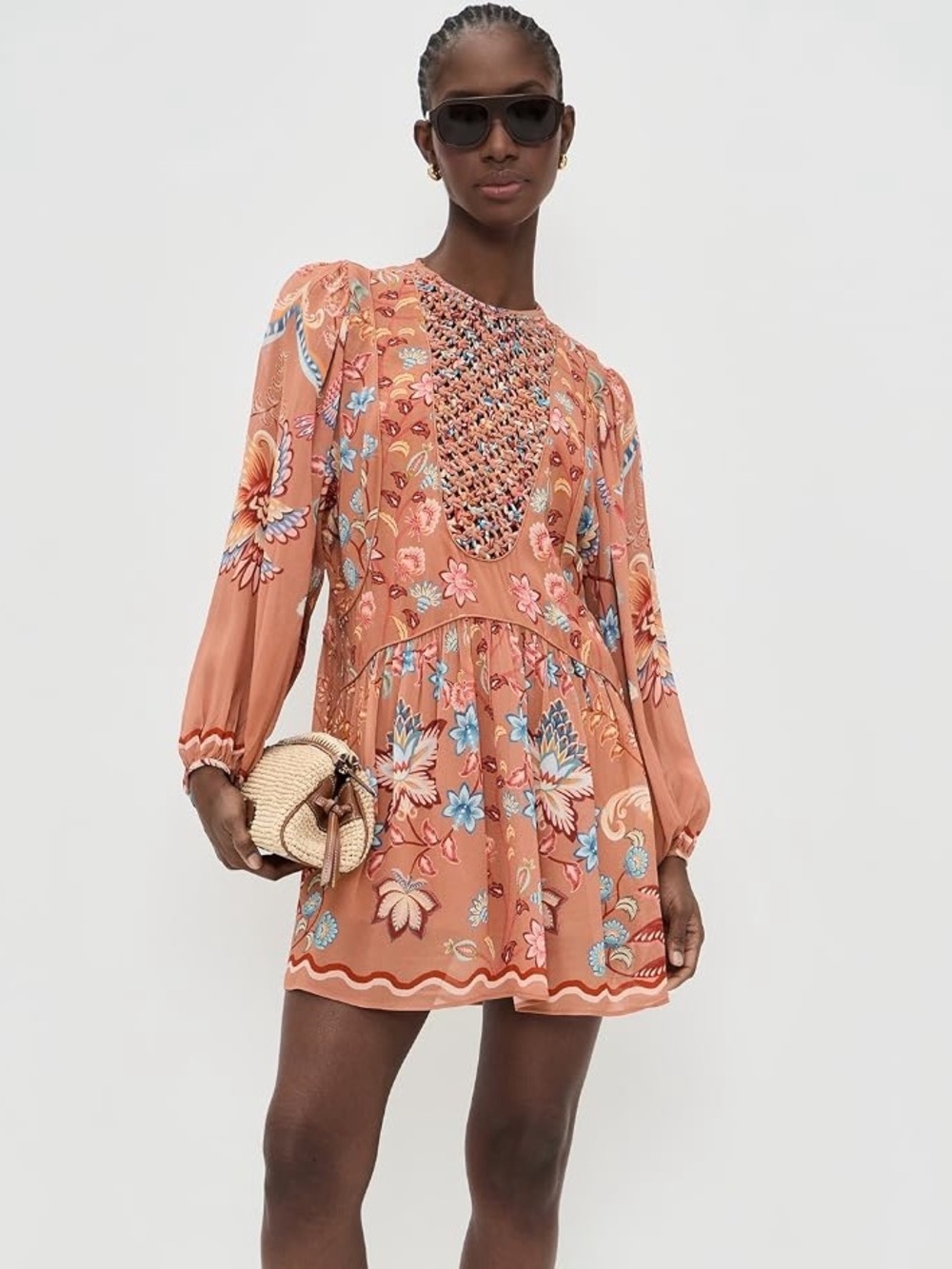 NWT FARM Rio Mocha Lace Dress